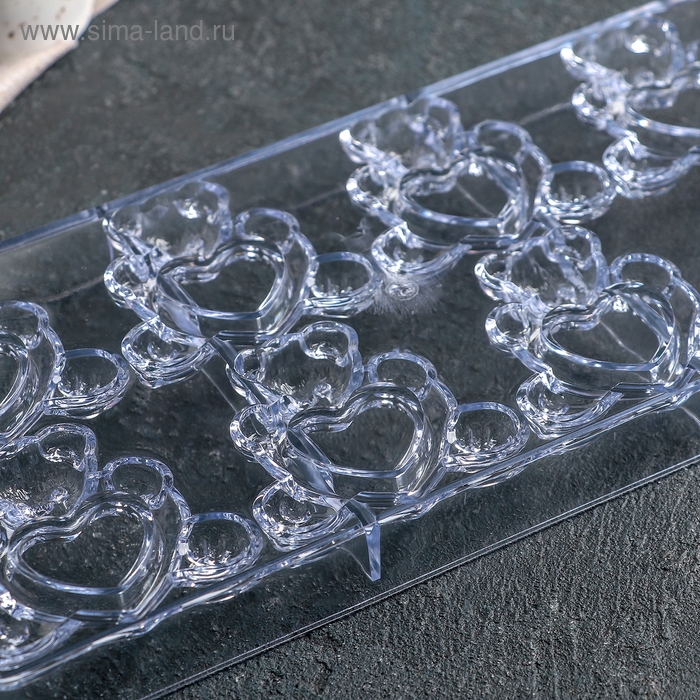 Форма конфет и шоколада «Влюблённые мишки», 28×14 см, 8 ячеек, цвет прозрачный