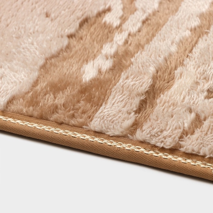 Коврики для ванной и туалета Доляна «Блик», 2 шт: 40×50 см, 50×80 см, цвет бежевый Коврики для ванной и туалета Доляна «Блик», 2 шт: 40×50 см, 50×80 см, цвет бежевый