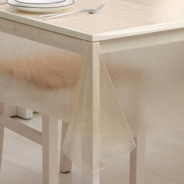 Клеёнка на стол, ширина 137 см, толщина 0,16 мм, рулон 50 м, прозрачная с золотом Клеёнка на стол, ширина 137 см, толщина 0,16 мм, рулон 50 м, прозрачная с золотом