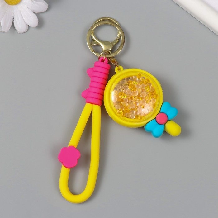 Брелок резина с ремешком  Брелок резина с ремешком "Леденец на палочке с бантом. Пёсик" 6,5х4,5х2 см