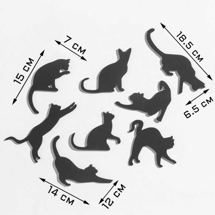 Декор настенный Декор настенный "Кошки", 8 элементов, 6.5-7-14х12-5-18.5 см