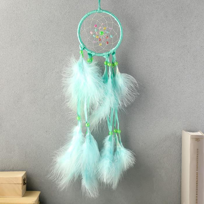 Ловец снов Ловец снов "Паутинка с жемчужинами" d=11 см светло-зелёный 40 см