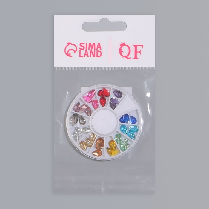 Фигурки для дизайна ногтей «Капля», объёмные, 12 ячеек, разноцветные