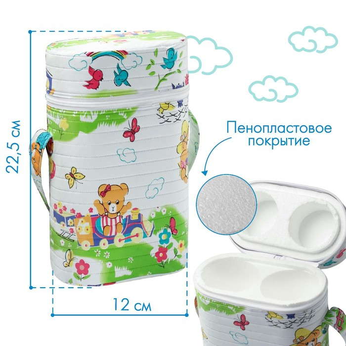 Термосумка - контейнер для 2-х классических бутылочек (пенопласт), цвет МИКС Термосумка - контейнер для 2-х классических бутылочек (пенопласт), цвет МИКС