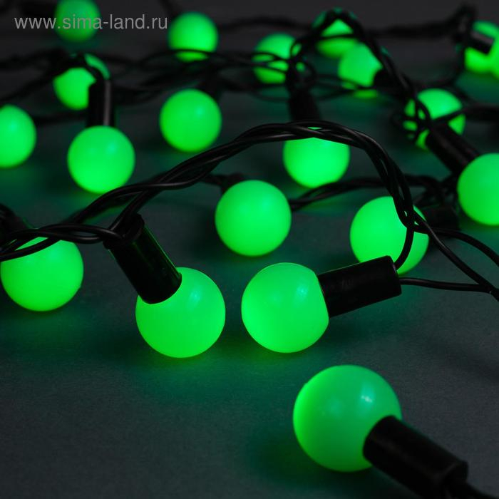 Гирлянда «Нить» 10 м с насадками «Шарики 2.5 см», IP44, тёмная нить, 100 LED, свечение зелёное, 8 режимов, 220 В Гирлянда «Нить» 10 м с насадками «Шарики 2.5 см», IP44, тёмная нить, 100 LED, свечение зелёное, 8 режимов, 220 В