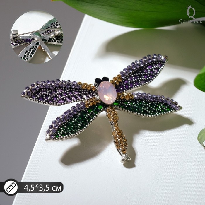 Брошь «Стрекоза», цветная в чернёном серебре Брошь «Стрекоза», цветная в чернёном серебре