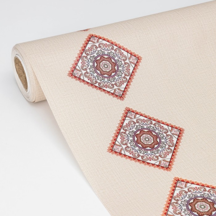 Клеёнка на стол на ткани «Цветочный мотив», рулон 20 метров, ширина 137 см, толщина 0,22 мм, цвет бежевый Клеёнка на стол на ткани «Цветочный мотив», рулон 20 метров, ширина 137 см, толщина 0,22 мм, цвет бежевый