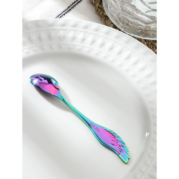 Ложка чайная из нержавеющей стали Magistro Wings, длина 14 см, цвет неоновый Ложка чайная из нержавеющей стали Magistro Wings, длина 14 см, цвет неоновый