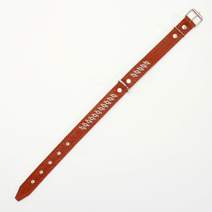 Ошейник кожаный на фетре украшеный, 65 х 3,5 см, ОШ 50-60 см, коричневый Ошейник кожаный на фетре украшеный, 65 х 3,5 см, ОШ 50-60 см, коричневый