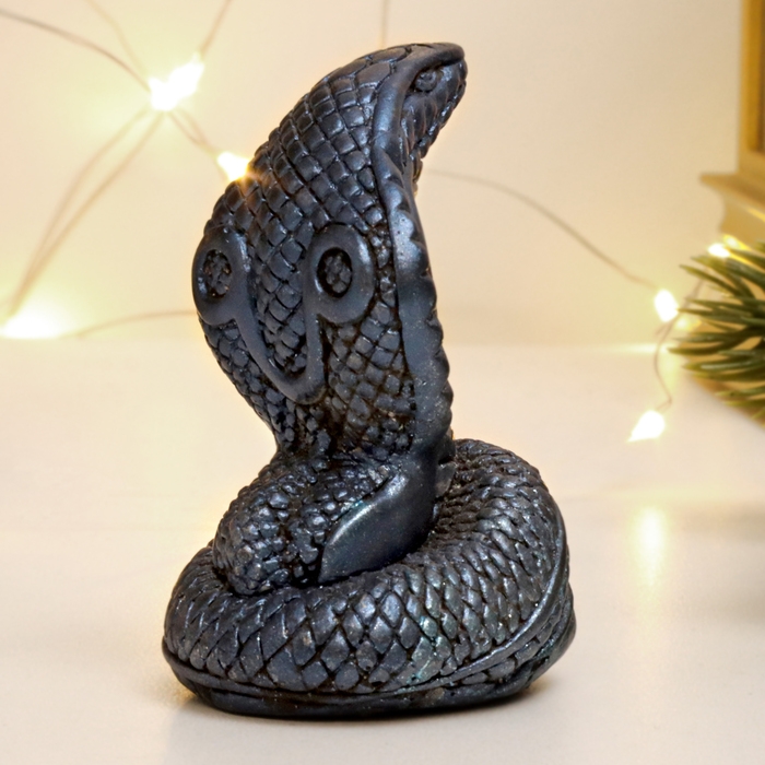 Новый год. Символ 2025. Фигура Новый год. Символ 2025. Фигура "Змея Кобра малая" синий лунный, 6х4х4см