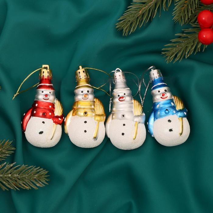 Украшение ёлочное Украшение ёлочное "Дружные снеговички" (набор 4 шт) 3,5х6 см, микс