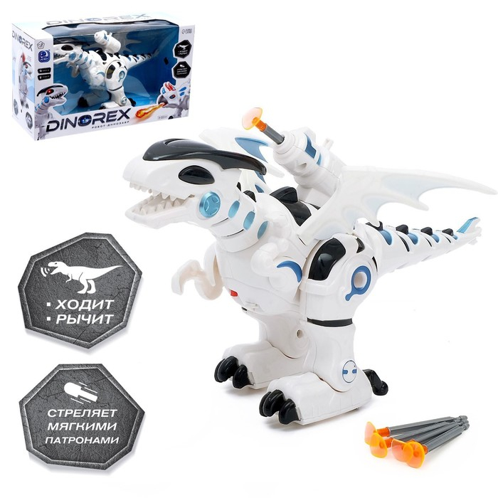 Робот дракон Dinorex IQ BOT, на пульте управления, интерактивный: стреляющий, звук, на батарейках Робот дракон Dinorex IQ BOT, на пульте управления, интерактивный: стреляющий, звук, на батарейках