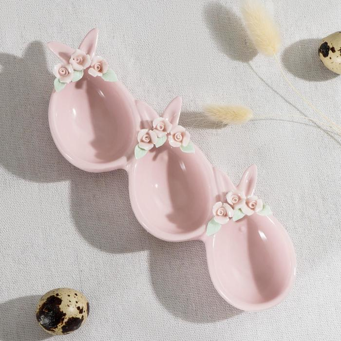 Менажница керамическая 3 ячейки «Кролик», 20×7×3 см, цвет розовый Менажница керамическая 3 ячейки «Кролик», 20×7×3 см, цвет розовый