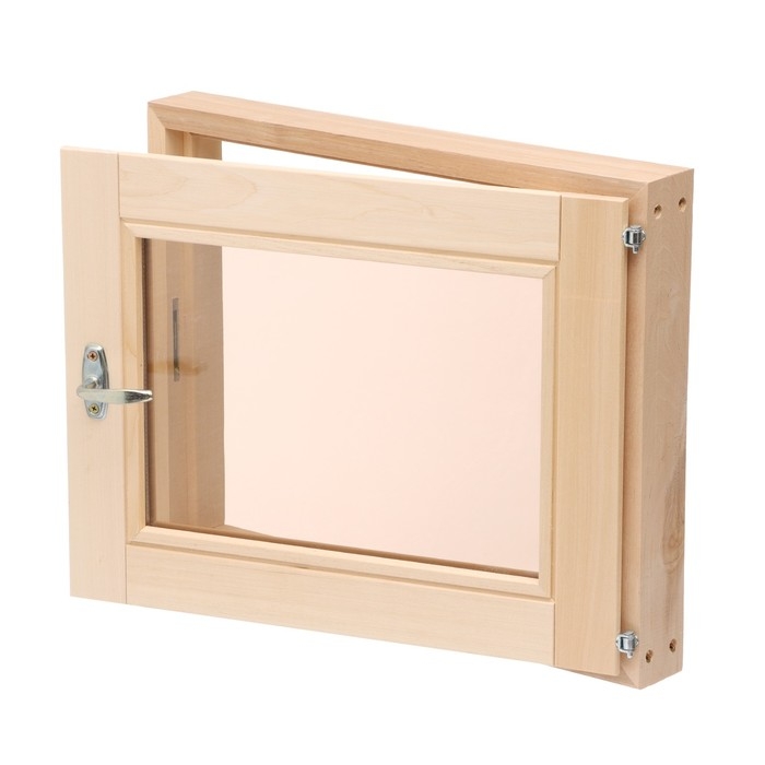 Окно, 40×50см, однокамерный стеклопакет, бронза,  из липы Окно, 40×50см, однокамерный стеклопакет, бронза,  из липы