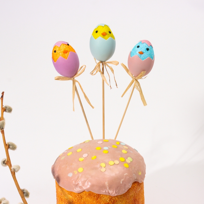 Декор на палочке «Цыплята», пасхальный, 3 шт., 4 × 12,5 × 25 см Декор на палочке «Цыплята», пасхальный, 3 шт., 4 × 12,5 × 25 см