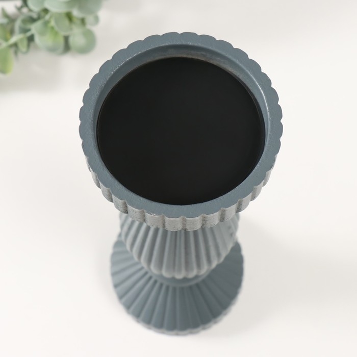 Подсвечник дерево на 1 свечу Подсвечник дерево на 1 свечу "Гофре" тёмно-серый 9,7х9,7х27 см