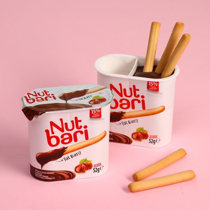 Паста Nut Bari из фундука и какао с хлебными палочками, 52г Паста Nut Bari из фундука и какао с хлебными палочками, 52г