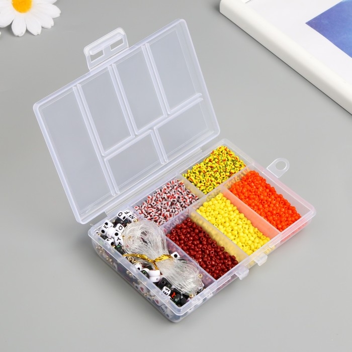 Бисер стекло 8/0 в шкатулке  Бисер стекло 8/0 в шкатулке "Осень" бусины + нить 0,8 мм 5 м 12х8,4х2,2 см