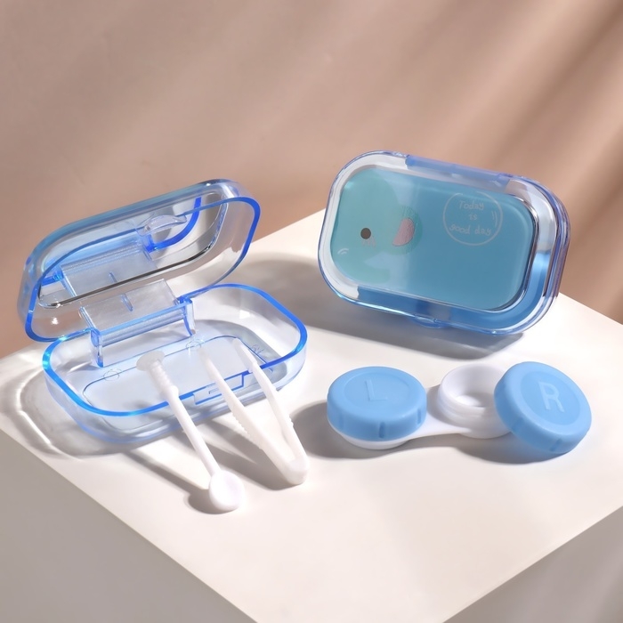 Набор для контактных линз, в футляре с зеркалом, 4 предмета, цвет МИКС Набор для контактных линз, в футляре с зеркалом, 4 предмета, цвет МИКС