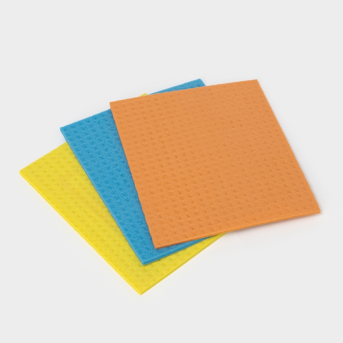 Салфетки из целлюлозы губчатые Доляна, тряпки для уборки, 15×17 см, 3 шт Салфетки из целлюлозы губчатые Доляна, тряпки для уборки, 15×17 см, 3 шт