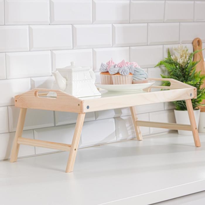 Столик для завтрака складной, 50×30см, с ручками, зеркало Столик для завтрака складной, 50×30см, с ручками, зеркало