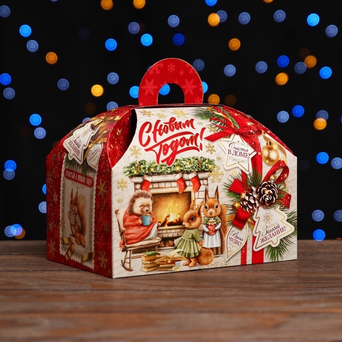 Новый год. Коробка подарочная складная Новый год. Коробка подарочная складная "Добрые Традиции" 19,5 х 13 х 14 см.