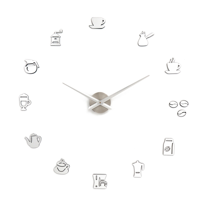 Часы настенные интерьерные большие для кухни, 3d  Часы настенные интерьерные большие для кухни, 3d "Время кофе", наклейка, d-120 см