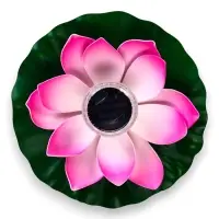 Садовый светильник для водоемов 28 х 28 х 9 см на солнечной бат-е "Лотос" лиловый N009