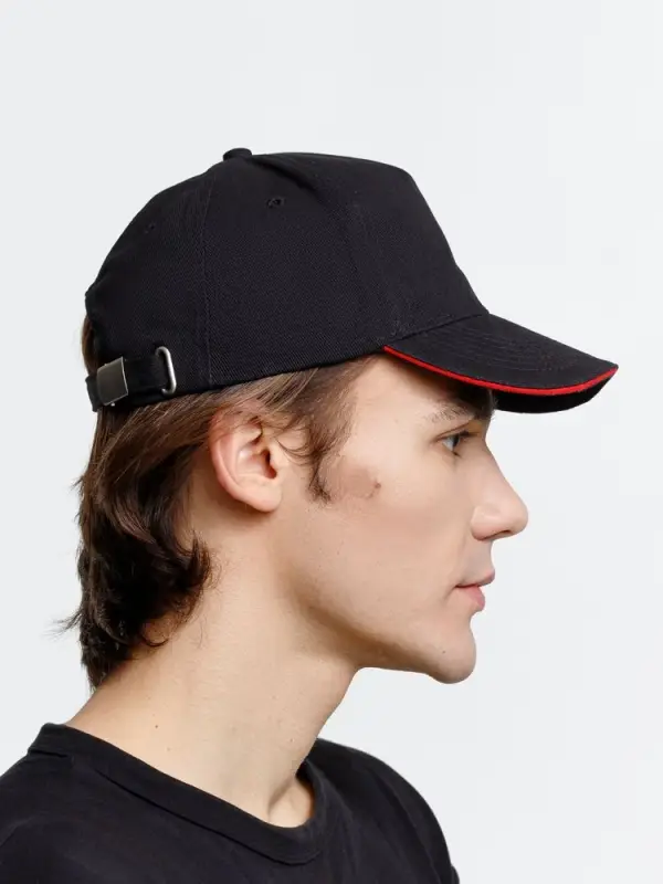 Бейсболка Long Beach, черная с красным Бейсболка Long Beach, черная с красным