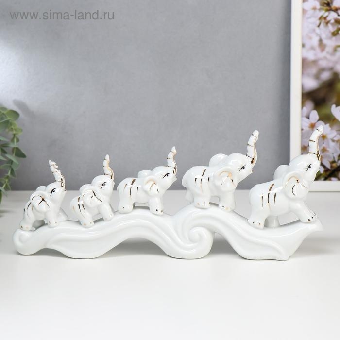 Сувенир керамика Сувенир керамика "Пять слонов на волне" 12,5х33х4,5 см