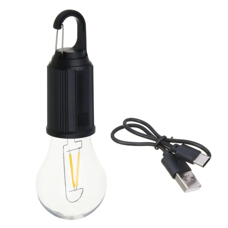 Светильник с прозрачной колбой тм РОКОТ,вольфрамовая,3 режима,600 мАч,170х60 мм, карабин,Туре-С