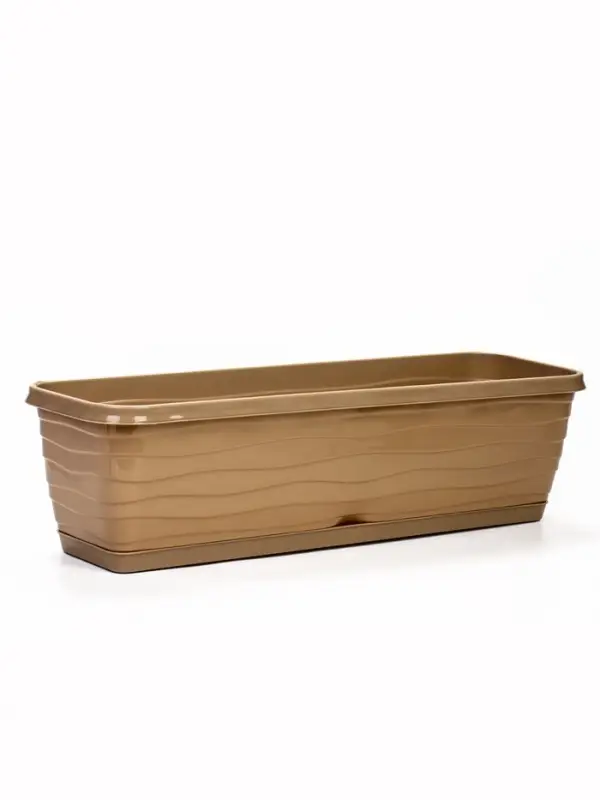Ящик балконный для цветов, 12 л, 60&times;18&times;16 см, пластиковый, тёмно-бежевый