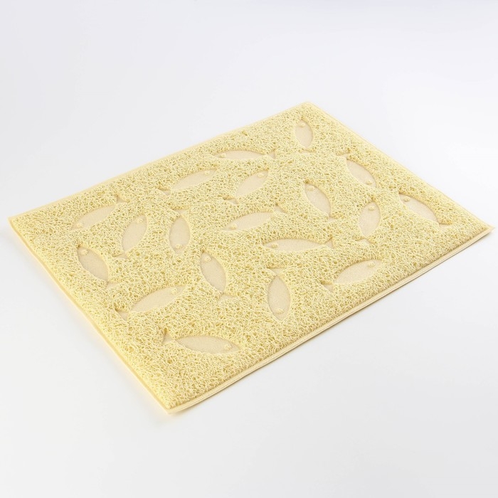 Коврик универсальный под миску и лоток «Рыбки», 30х40 см, бежевый Коврик универсальный под миску и лоток «Рыбки», 30х40 см, бежевый