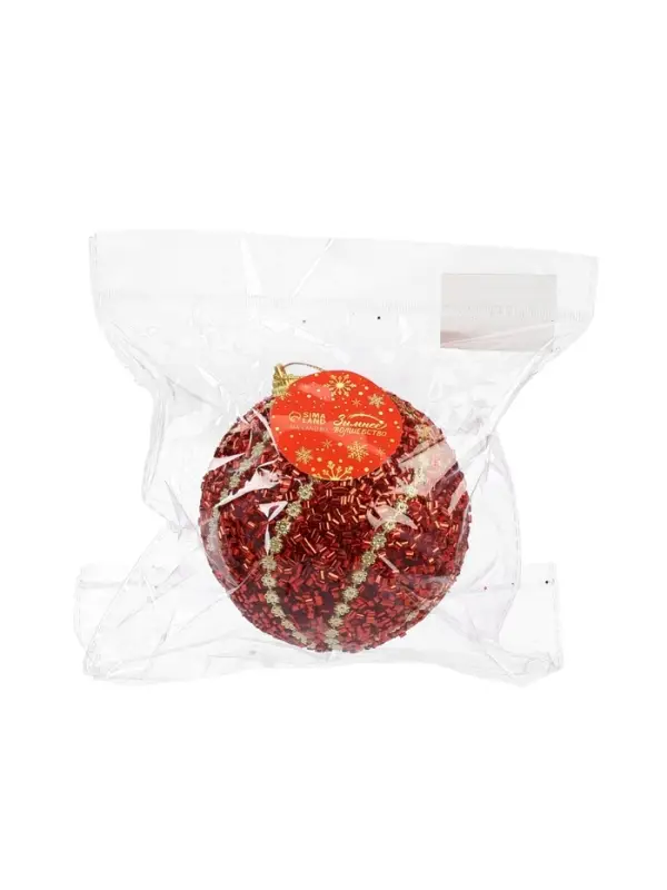 Ёлочный шар новогодний d=10 см «Карнавал» элит, красный Ёлочный шар новогодний d=10 см «Карнавал» элит, красный