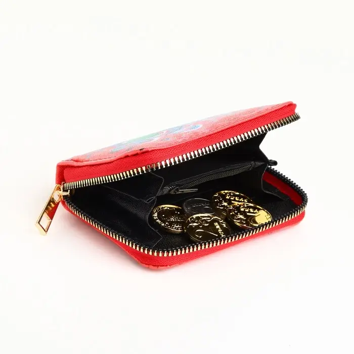 Кошелёк на молнии Crazy bear, маленький, красный