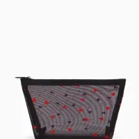 Косметичка дор Сердца, сетка 17*6,5*13,5, отд на молнии, черный Косметичка дор Сердца, сетка 17*6,5*13,5, отд на молнии, черный