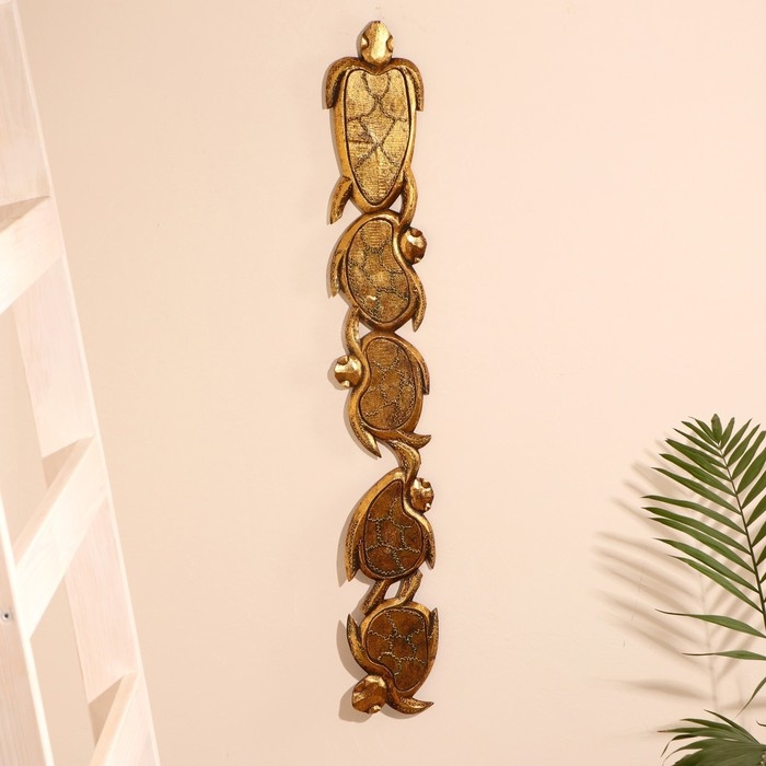 Панно дерево  Панно дерево "Золотые черепашки" 96х16х1,5 см