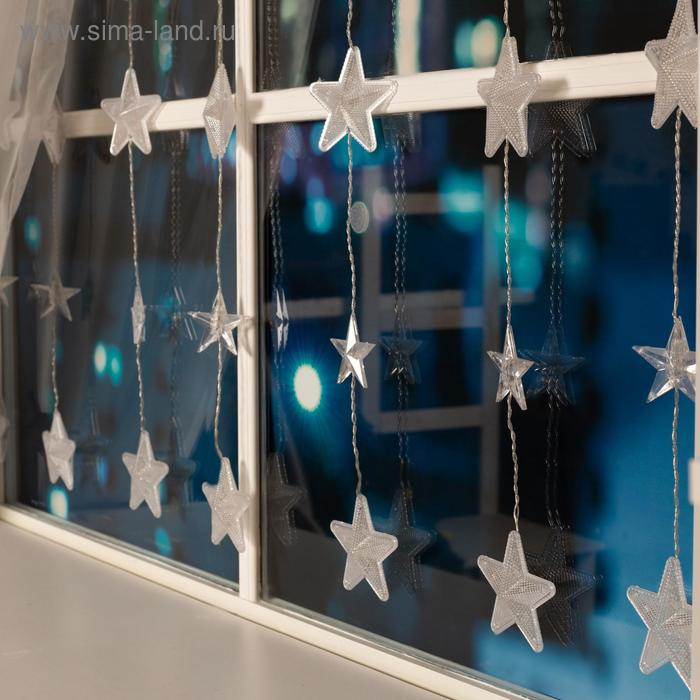 Гирлянда «Бахрома» 2.4 × 0.9 м с насадками «Звёздочки», IP20, прозрачная нить, 186 LED, свечение мульти, 8 режимов, 220 В Гирлянда «Бахрома» 2.4 × 0.9 м с насадками «Звёздочки», IP20, прозрачная нить, 186 LED, свечение мульти, 8 режимов, 220 В