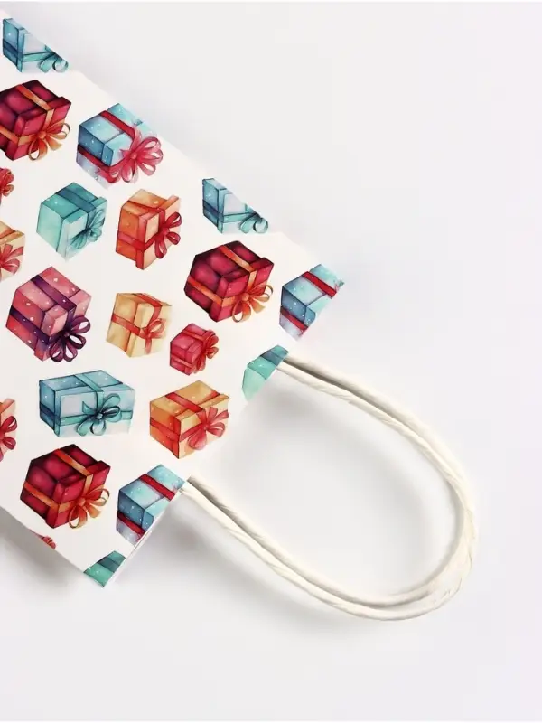 Пакет подарочный крафт «Подарки», 12×6×16 см