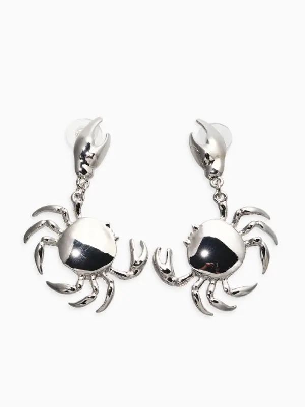 Серьги "Краб", цвет серебро