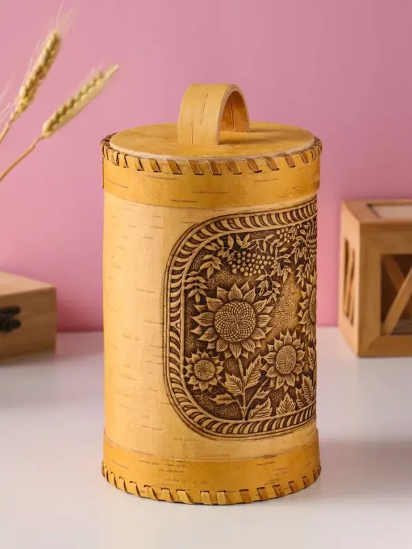 Туес &laquo;Подсолнухи&raquo;, 12х17см береста