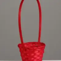 Корзина плетёная для хранения, 13&times;13&times;9.5 см, ручка h=21 см, бамбук, красная