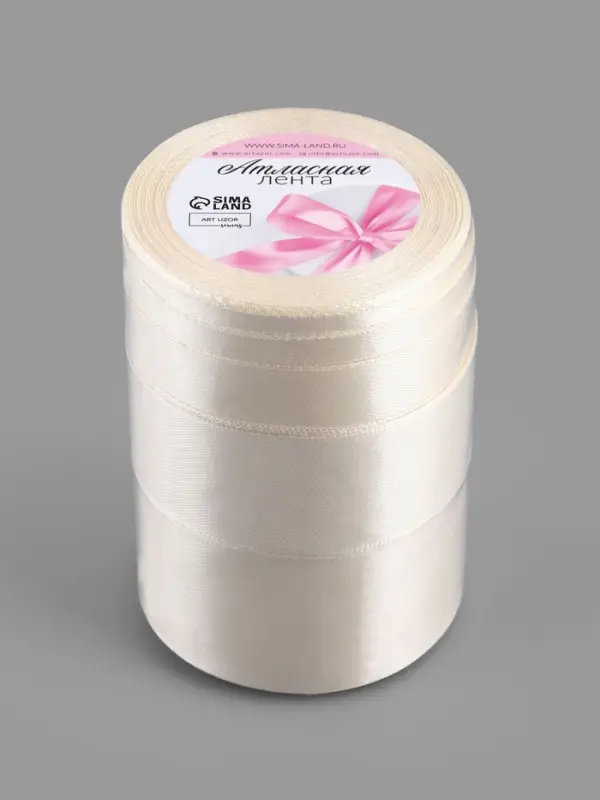 Атласная лента, набор 5 шт., 6/10/20/40/50 мм, 23&plusmn;1 м, сливочная №02