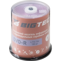 Носители информации Bigtech YDVDRB001 DVD-R 4,7Гб/16x/100шт/уп (бокс)