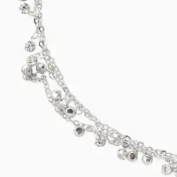 Цепочка со стразами 4 мм. L=100 см, мелкое плетение 2*1,8 мм, цвет серебро