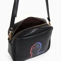 Сумка женская на молнии TEXTURA, 22&times;8&times;17 см, с цветным принтом, чёрная