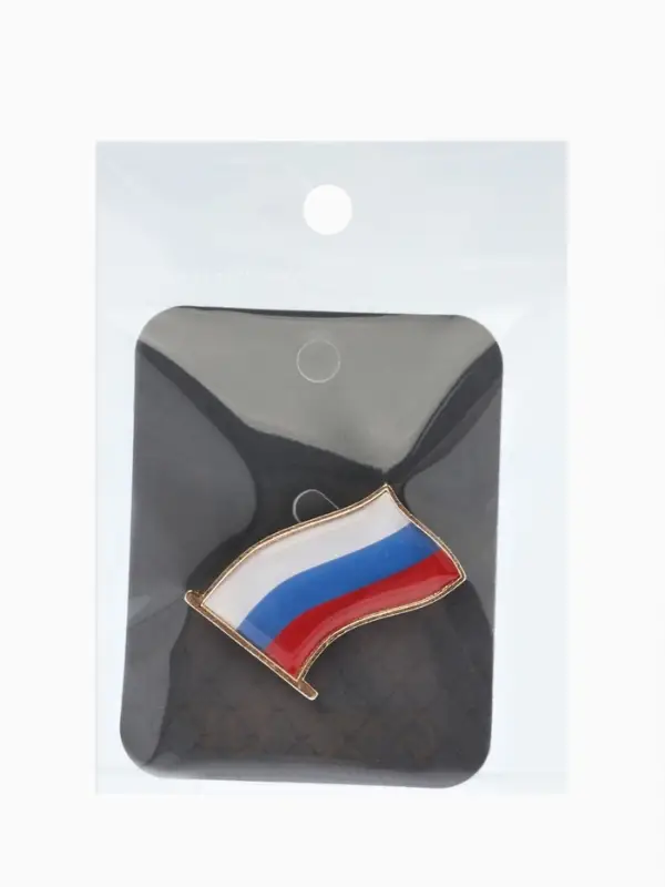 Брошь "Флаг России", триколор в золоте