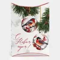 Коробка новогодняя складная фигурная «Снегири», 26 х 19 х 4 см