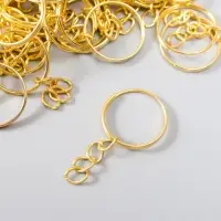 Основа для брелока кольцо металл с цепочкой, золото 1.8&times;1.8 см, набор 40 шт.