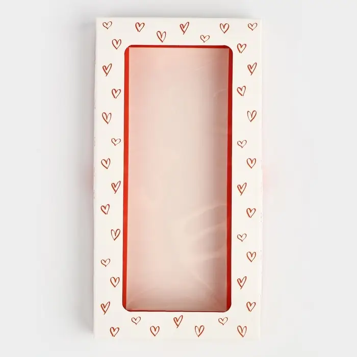 Коробка для шоколада «Сердечки», с окном, 9.4 х 1.7 х 18.4 см Коробка для шоколада «Сердечки», с окном, 9.4 х 1.7 х 18.4 см